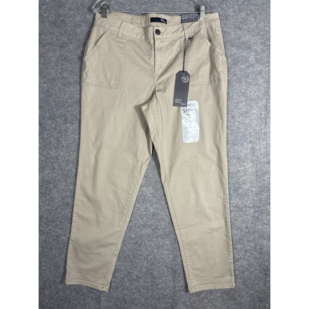 1822‎ Denim Ankle Skinny Pants Women's 16 Beige Khaki Stretch Mid Rise Casual